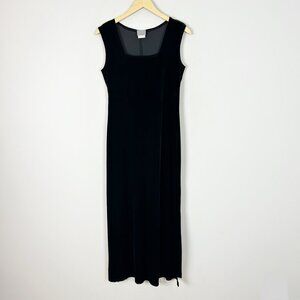 Vtg Rabbit Rabbit Rabbit Designs Black Velvet Long Maxi Dress Whimsigoth